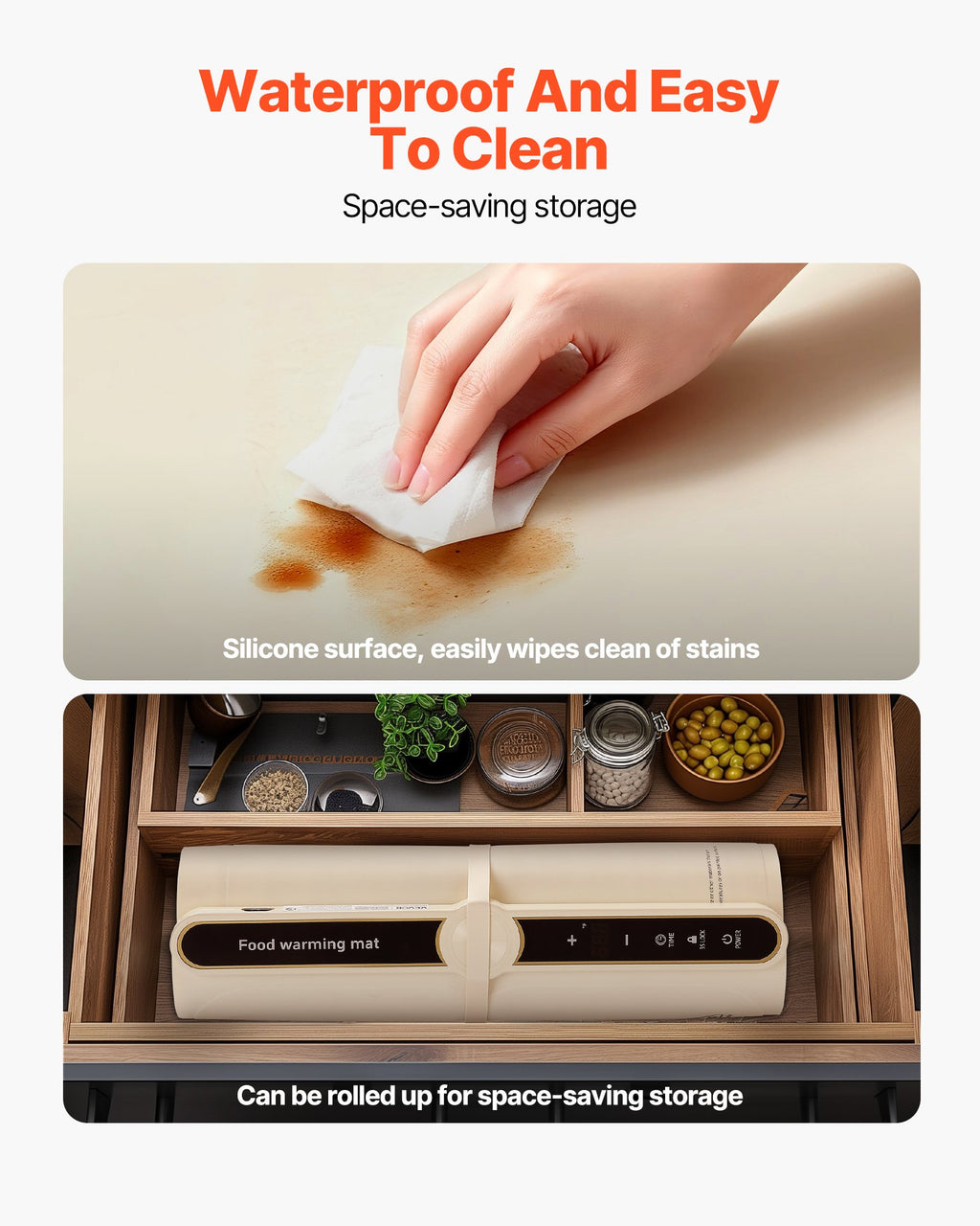 Electric Rollable & Portable Silicone Food Warmer Mat