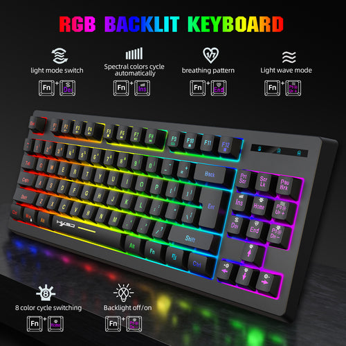 87 key wireless 2.4G film keyboard RGB backlit wireless keyboard