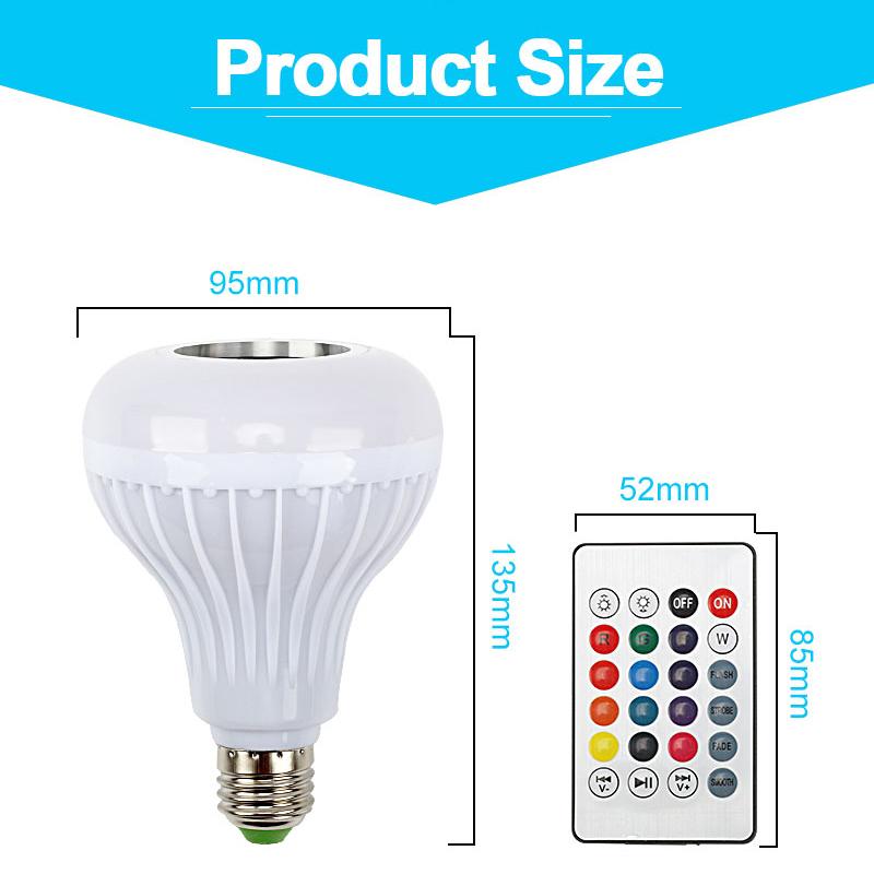 12W Music Playing Dimmable Wireless Led Lamp with 24 Keys Remote Control